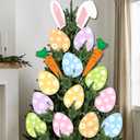 Norme 16 Pcs Easter Decorations Tree Picks Ornaments 8 Inch Large Colorful Egg Bunny Ear Carrot Tree Topper Decorations Colored Egg Ornaments for Spring Party School Office Vase Decor