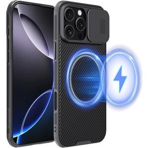 Nillkin for iPhone 16 Pro Max Case Magsafe with Slide Camera Cover, Slim Light & Anti-Slip & Drop Protection 16 Pro Max Privacy Case, Shockproof Magnetic Phone Case for iPhone 16 Pro Max 6.9'', Black