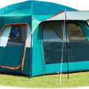 KTT Extra Large Tent 10 Person, Family Cabin Tents, 2 Rooms, 3 Doors and 3 Windows with Mesh, Straight Wall, Waterproof, Double Layer, Big Tent for Outdoor, Picnic, Camping, Family Gathering(Green)