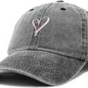 Hand Drawn Heart Hat Womens Embroidered Baseball Cap (Gray)