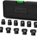 TecoTek 15-Piece 1/2-Inch Drive Metric Low Profile Impact Socket Set, Stubby Socket Set, 10mm-24mm, No Skips Sizes, 6 Point, Cr-Mo, Shorter Socket for Tight Areas