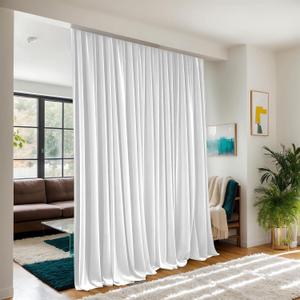 Floor to Ceiling Curtain for Wall Ceiling Mount Track - Extra Wide Blackout Curtains Room Separator - Privacy Room Divider Curtains for Ceiling Track System or Rod with Hooks, 1 Panel (Greyish White)