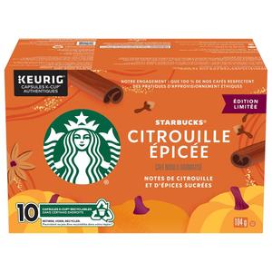 Starbucks Pumpkin Spice Flavoured Medium Roast Coffee, Single Serve Keurig Certified Recyclable K-Cup Pods for Keurig Brewers
