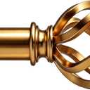 Metal Gold Curtain Rods 18 to 88 Inches, 1 Inch Modern Metal Drapery Rods, Adjustable Heavy Duty Brushed Nickel Curtain Pole, with Twisted Cage Finial(30"-88"Soft Golde)