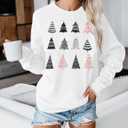 ASTANFY Christmas Sweatshirt Womens Christmas Tree Sweatshirts Xmas Lightweight Pullover (White, XXL)