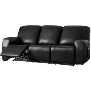 vctops 8 Pieces Waterproof Faux PU Leather Recliner Sofa Covers Stretch Soft 3 Seats Couch Cover Anti-Slip Sofa Slipcover Furniture Protector with Elastic Bottom for Kids Pet(Black,3 Seat)