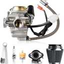 GY6 150cc Carburetor Kit with PD24J Carb, Fits 125cc 4-Stroke Engines 152QMJ 157QMJ, Compatible with Motorcycle Scooter ATV Go Kart Moped Performance Part