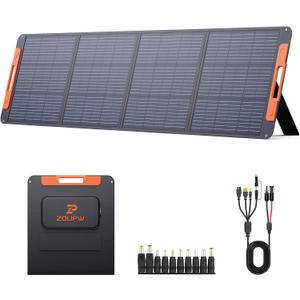 Upgraded 200 Watt Portable Solar Panel with Solar Angle Guide,20V Foldable Solar Charger for Power Station,23.5% High Efficiency IP67 Waterproof 4 Adjustable Kickstands for Camping RV Hurricane