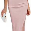 Pink Queen Women's Dresses Crew Neck Sleeveless Cutout Side Slit Bodycon Midi Party Dress, S