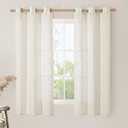 LAMIT Sheer Linen Curtains 63 inches Length, Light Filtering Panels Bronze Grommet Linen Textured Neutral Drapes for Kitchen/Bedroom, Natural, 2 Panels, 34 x 63 Inch