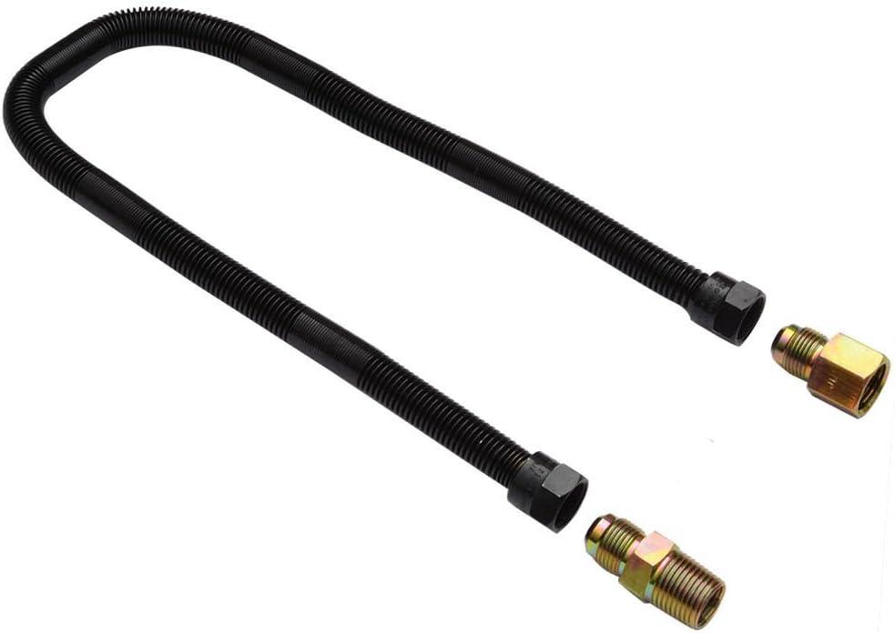 Stanbroil 1/2" OD x 3/8" ID 24" Non-Whistle Flexible Flex Gas Line Connector Kit for NG or LP Fire Pit and Fireplace