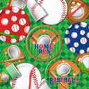 Oigco Baseball Birthday Decorations Set Includes Plates, Napkins, Cups, Cutlery, Cake & Cupcake Toppers, Banner, Hanging Swirls, Tablecloths, Balloons for Sports Baseball Party Decorations, Serves 24