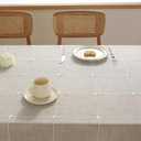 Laolitou Rustic Tablecloth Cotton Linen Waterproof Tablecloths Burlap Table Cloths for Kitchen Dining Cloth Table Cloth for Rectangle Tables Brown Plaids Rectangle,55''x70'',4-6 Seats