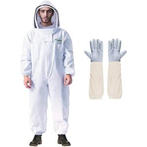 LONGADS Professional Bee Suit for Men Women, Beekeeping Suit Beekeeper Suit with Glove &Ventilated Hood, Multi-Size Bee Outfit for Backyard and Bee Keeper for Bee Keeper Catcher Christmas Costume .XXL