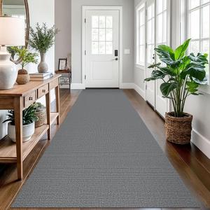 EARTHALL Long Runner Rug 3x12 Ft Washable Runners for Hallways Cotton Non Slip Entryway Runner Braided Kitchen Runner Indoor Outdoor Carpet Runners for Entryway, Hall, Foyers, Charcoal Gray