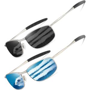 AEVOGUE Polarized Sunglasses For Men Rectangle Metal Frame Retro Sun Glasses AE0395