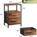 Huuger Night Stand Set of 2, Nightstand with 2 Drawers, Bed Side Table with Open Shelf, Wooden Top, End Table, Fabric Drawer, for Bedroom, Rustic Brown