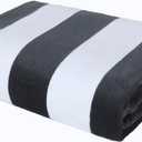 Exclusivo Mezcla Cotton Large 30x60 Inches Cabana Stripe Beach Towel, Super Absorbent Soft Plush Pool Bath Towel (Charcoal Grey)