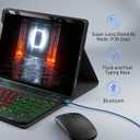 for Microsoft Surface Pro 11/10/9 13 inch 2024/2022 Case with Keyboard - Rainbow Backlit Keyboard Case - Built in Pencil Holder with Mouse - Black