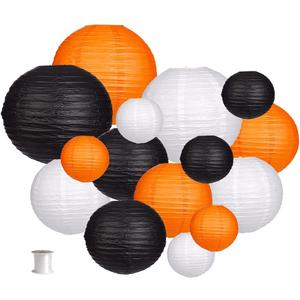 Paper Lanterns Decorative, Party Supplies for Halloween Thanksgiving Birthday Party Decorations Black/Orange/White 15pcs