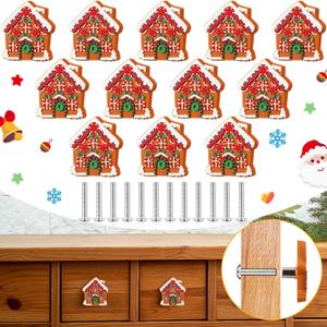Moxweyeni 12 Pieces Christmas Cabinet Knobs for Kitchen Gingerbread Knobs Silicone Hand Cabinet Knob Cover Christmas Decorative Drawer Pulls for Xmas Winter Kitchen Home Party Decorations