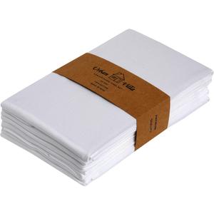 Urban Villa White Kitchen Towels 100% Cotton Highly Absorbent Dish Towels for Kitchen 20X30 Inches(Set of 6) Multi-Purpose Solid Dish Cloths With Hanging Loop for Cleaning Dinnerware Glass Hand Towels