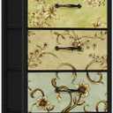 Furnulem Vertical Dresser for Bedroom, Tall Skinny Storage Tower with 5 Fabric Drawers, Chest of Drawers for Living Room, Dorm, Entryway, Vintage Furniture, Wood Top