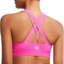 RUNNING GIRL Sports Bra for Women, Medium-High Support Criss-Cross Back Strappy Padded Sports Bras Supportive Workout Tops (XX-Large, 1-hot Pink)