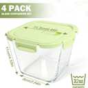 Glass Soup Containers with Lids 32oz - Borosilicate Glass Storage Containers 4 Cup, Freezer to Microwave Safe, Airtight Leak Proof, Square Meal Prep Containers for Lunch Travel- 4 Pack