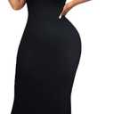 Women's Long Bodycon Dress - Summer Casual Short Sleeve Midi Club Party Fitted Tight Dresses (Large, Black)
