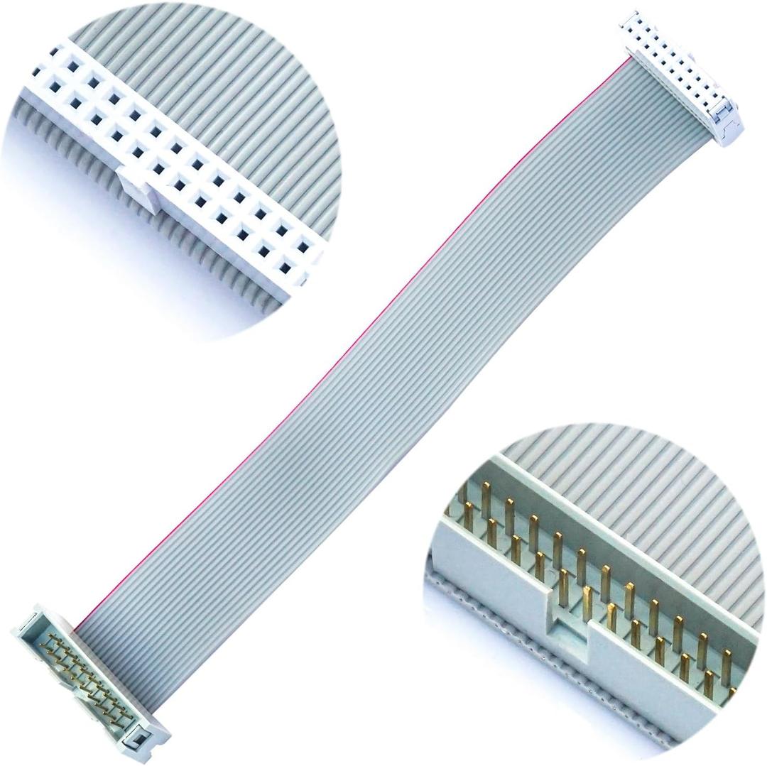 2.54mm Flat Ribbon IDC Cable Male to Female, Flat Ribbon Cable Connector 20P FC 20-Pin 50cm Length 2Pcs (TC-50cm-MF20P-2)