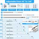 AIZESI 41-144 Inch Heavy Duty Silver Tension Curtain Rod - No Drilling, Adjustable, Rust-Proof for Outdoor, Living Room, Bathroom