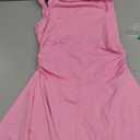 Kaximil Women's Square Neck Ruffle Hem Mini Dress Ruched Waist Short Party Dresses (Pink, L)