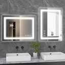 Sweetcrispy 20.1"x28.1" 1Smart Anti-Fog LED Bathroom Mirror with Front Light & Backlit, 3 Color Temperatures, Dimmable, Memory Function, Rectangle Modern Vanity Mirror