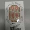 Ombre Pink Press on Nails Medium Almond Fake Nails with Heart Design Bow Glue on Nails Rhinestone Stick on Nail Glossy Reusable Star False Nail Valentines Nails for Women Girls Manicure 24pcs