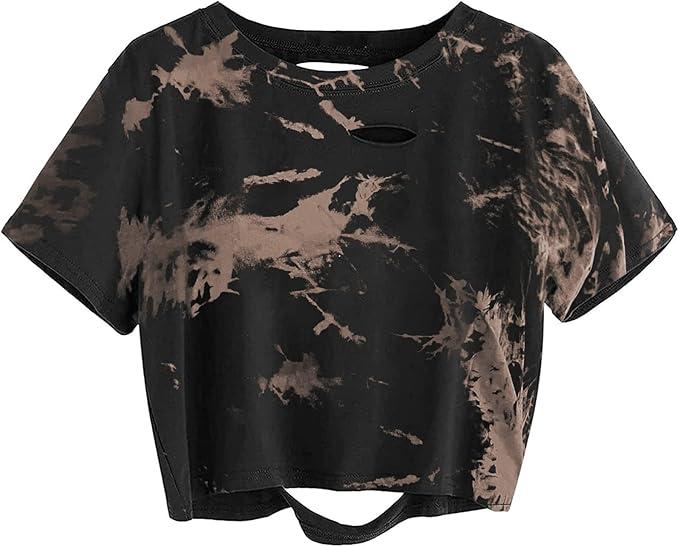 Avanova Women's Letter Graphic Tee Short Sleeve Tie Dye Crop Tops Summer Casual T Shirt
, size -3XL