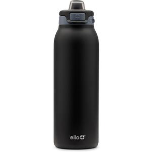 Ello Pop & Fill Stainless Steel Water Bottle with Quick Fill Technology, Double Walled Vacuum Insulated Metal, Leak Proof Locking Lid, Sip & Chug, BPA Free, Holiday Gift for Him Her, 22oz, 32oz, 40oz (Tonal Black)