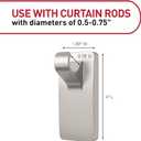Command 10 lb Satin Nickel Curtain Rod Hooks, 2 Hangers and 4 Strips, No Drilling Home Decor and Room Decor, Use with Rod Diameters 0.5-0.75"
