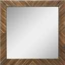 Stonebriar Square Textured Wooden Chevron Hanging Wall Mirror with Attached Mounting Brackets, Rustic Decor Accents for the Bathroom, Living Room, Bedroom, Office, and Hallway
