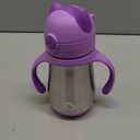 Munchkin Cool Cat Sippy Cup with Straw for Toddlers, Stainless Steel Straw Cup, 8 Ounce, Purple