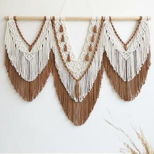 Large Macrame Wall Hanging – Boho Tapestry Macrame Wall Decor – Handmade Woven Bohemian Art for Bedroom, Living Room, Apartment, or Wedding Party – 43"x32" Beige-Brown