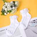 1 Pack Girls White Ruffle Socks, Comfortable Cotton Frilly Princess Style Dress Socks (White)