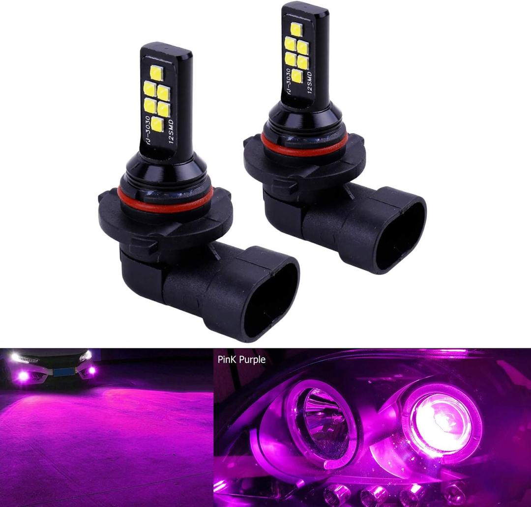 SOCAL-LED LIGHTING 2x HB3 H10 9005 9145 LED Fog Light Bulb for Powersports Advanced 3030 SMD Bright Colorful Daytime Running DRL Lamp, Pink Purple