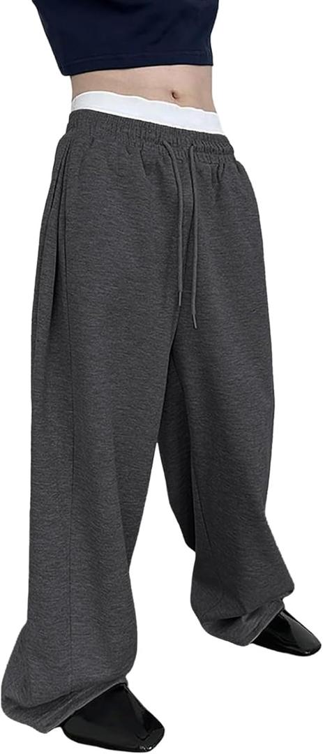 Landtown Men's Baggy Lounge Pants Cotton Sweatpants with Elastic Drawstring Waist with Pockets (Gray, XL)