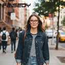 FEISEDY Fashion Cat Eye Blue Light Blocking Glasses for Women Fake Retro Eyeglasses Oversized Stylish Eyewear Frame B0240