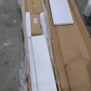 38x84 Inch Glass Sliding Barn Door Slab and 6.6ft Hardware Kit Included, 5 Frosted Glass, LVL Wood Panel Covered with White Water-Proof Scratch-Proof PVC Surface, Simple DIY Assembly