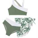 blibean Girls 3 Piece Bikini Swimsuit with Cover-up Skirt Size 14 Years/3XL