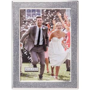 Malden International Designs 4x6 Silver Glitter Metal Picture Frame