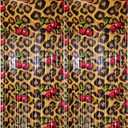 Cheetah and Cherry Birthday Decorations Foil Fringe Backdrop 4-Pack, Retro Leopard Print Bachelorette Party Supplies, 3.3 x 6.6ft Red Tinsel Curtain for Photo Booth, Upgraded Adhesive Stay