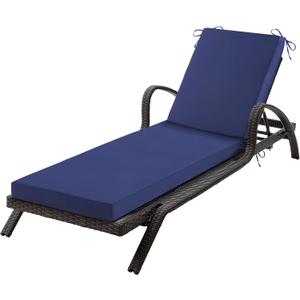 Chaise Lounge Cushions Outdoor, 80x 26x 3 Inch Waterproof & Fade-Resistant Lounge Chair Cushion, Outdoor Chaise Cushion with Removable Cover & Ties for Lawn, Patio, Pool & Beach, Navy Blue